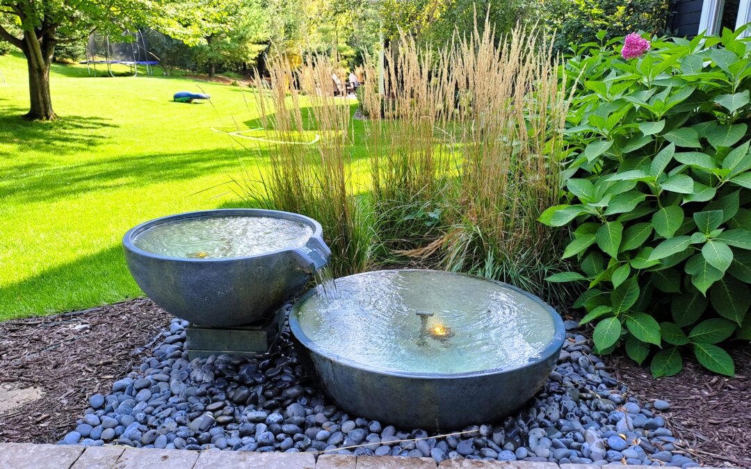 Backyard Water Feature with Spillway Bowls in Woodbury, MN