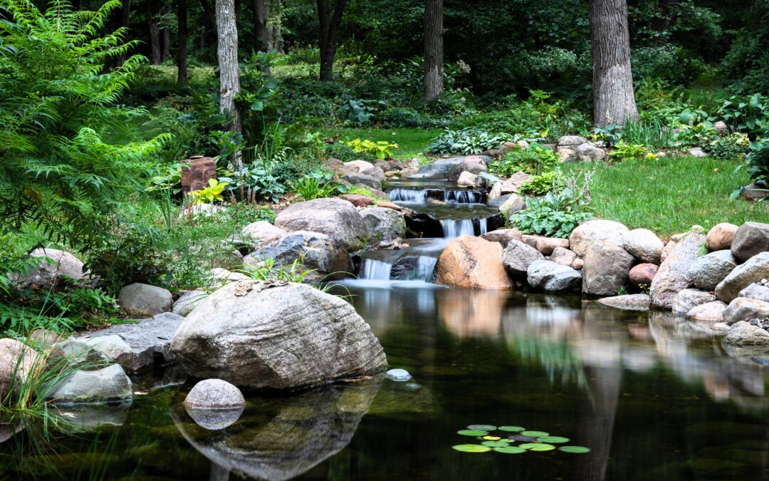 Backyard Pond and Stream in Roberts, WI