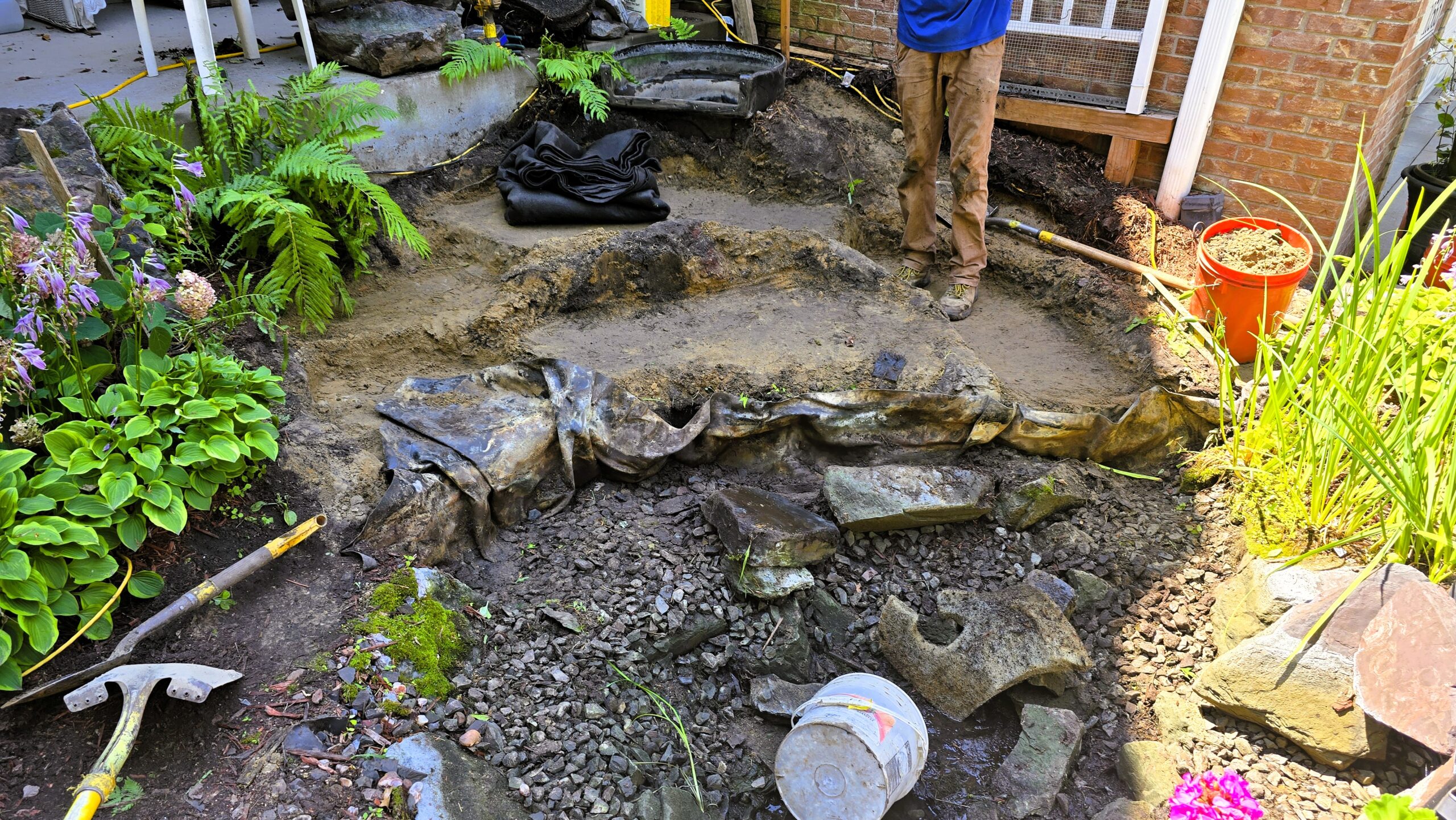 Full teardown of the existing waterfall system to identify the source of leaks